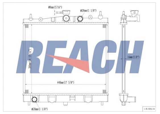 1.40.14236.116 REACH Радиатор, охлаждение двигателя (фото 1)