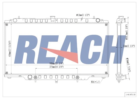 1.40.14271.132 REACH Радиатор, охлаждение двигателя (фото 1)
