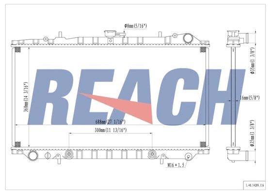 1.40.14289.116 REACH Радиатор, охлаждение двигателя (фото 1)