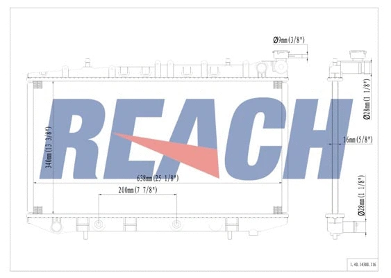 1.40.14300.116 REACH Радиатор, охлаждение двигателя (фото 1)