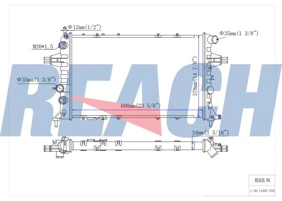 1.40.14307.534 REACH Радиатор, охлаждение двигателя (фото 1)
