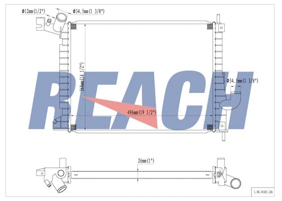 1.40.14325.126 REACH Радиатор, охлаждение двигателя (фото 1)