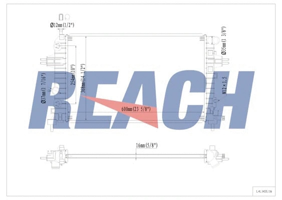 1.40.14335.116 REACH Радиатор, охлаждение двигателя (фото 1)