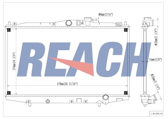 1.40.14476.116 REACH Радиатор, охлаждение двигателя (фото 1)