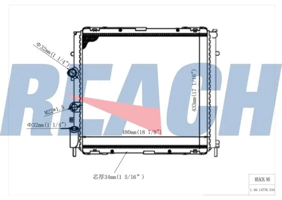 1.40.14776.534 REACH Радиатор, охлаждение двигателя (фото 1)