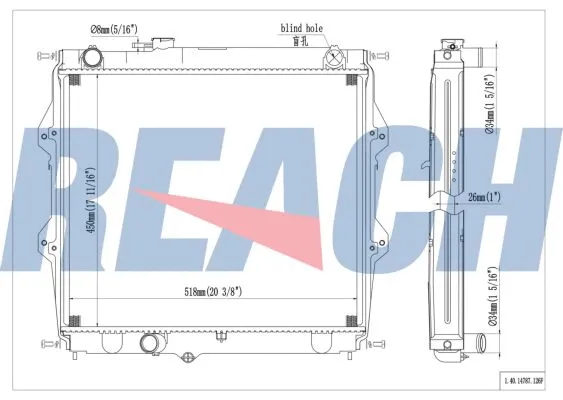 1.40.14787.126F REACH Радиатор, охлаждение двигателя (фото 1)