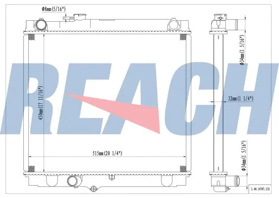 1.40.14787.132 REACH Радиатор, охлаждение двигателя (фото 1)