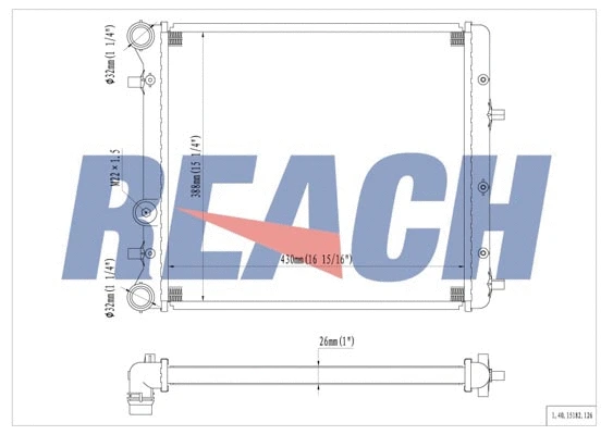 1.40.15182.126 REACH Радиатор, охлаждение двигателя (фото 1)