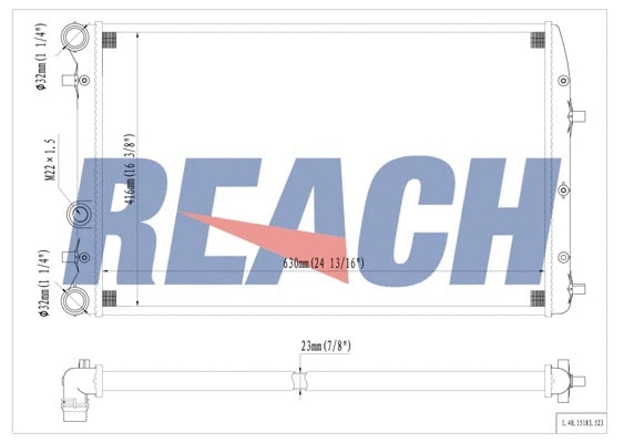 1.40.15183.523 REACH Радиатор, охлаждение двигателя (фото 1)