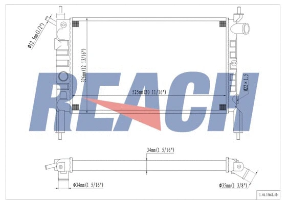 1.40.15662.534 REACH Радиатор, охлаждение двигателя (фото 1)