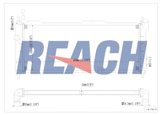 1.40.17100.116 REACH Радиатор, охлаждение двигателя (фото 1)