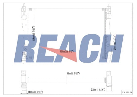 1.40.20076.534 REACH Радиатор, охлаждение двигателя (фото 1)