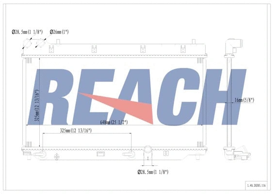 1.40.20205.116 REACH Радиатор, охлаждение двигателя (фото 1)