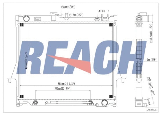 1.40.20535.116 REACH Радиатор, охлаждение двигателя (фото 1)