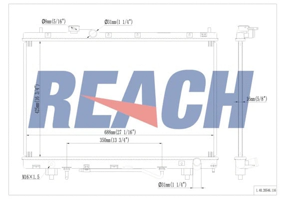 1.40.20546.116 REACH Радиатор, охлаждение двигателя (фото 1)