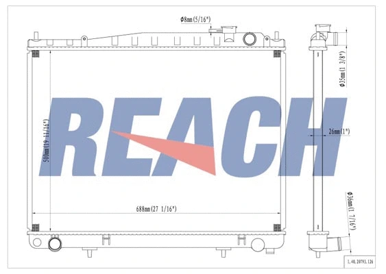 1.40.20793.126 REACH Радиатор, охлаждение двигателя (фото 1)