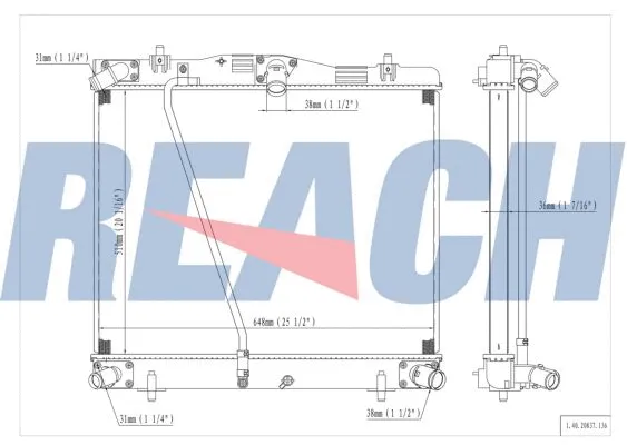 1.40.20837.136 REACH Радиатор, охлаждение двигателя (фото 1)