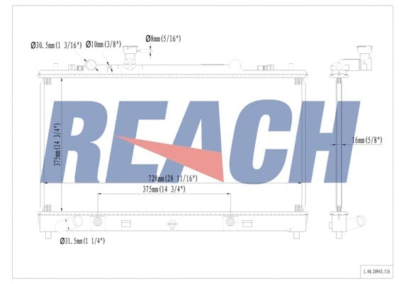 1.40.20943.116 REACH Радиатор, охлаждение двигателя (фото 1)