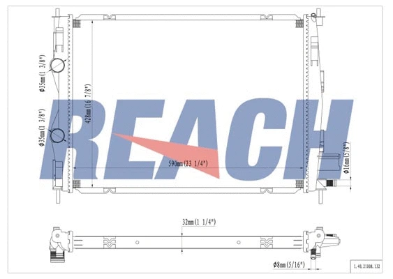 1.40.21008.132 REACH Радиатор, охлаждение двигателя (фото 1)