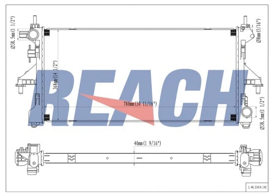 1.40.21014.142 REACH Радиатор, охлаждение двигателя (фото 1)
