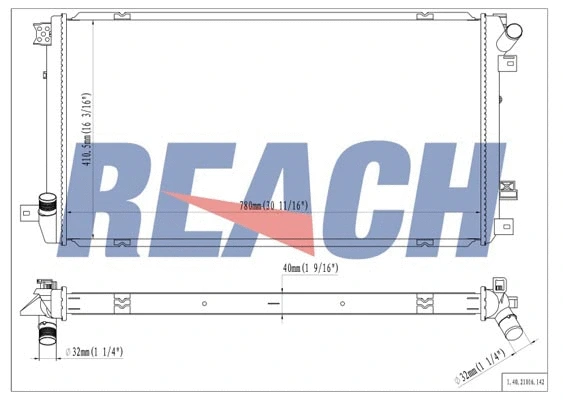 1.40.21016.142 REACH Радиатор, охлаждение двигателя (фото 1)