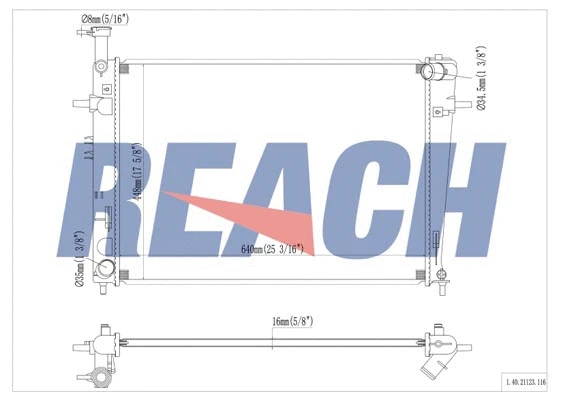 1.40.21123.116 REACH Радиатор, охлаждение двигателя (фото 1)