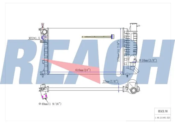 1.40.21185.523 REACH Радиатор, охлаждение двигателя (фото 1)