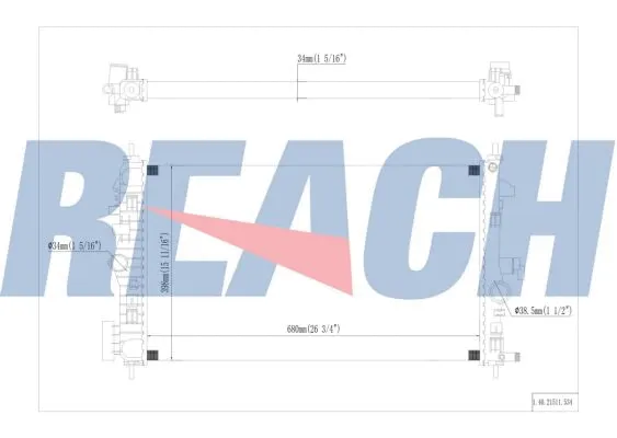 1.40.21511.534 REACH Радиатор, охлаждение двигателя (фото 1)