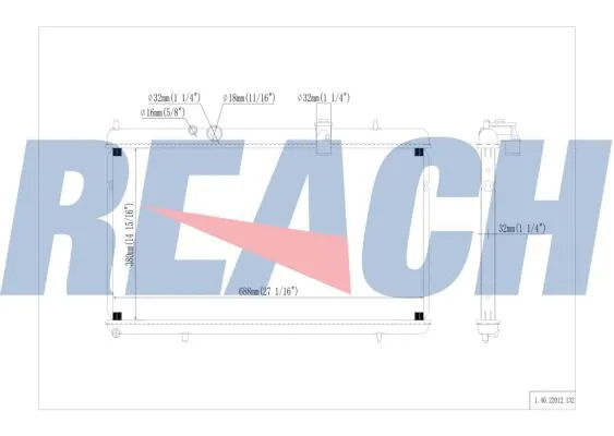 1.40.22012.132 REACH Радиатор, охлаждение двигателя (фото 1)