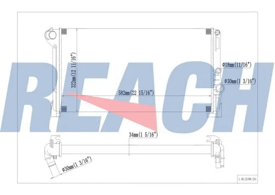 1.40.22100.534 REACH Радиатор, охлаждение двигателя (фото 1)