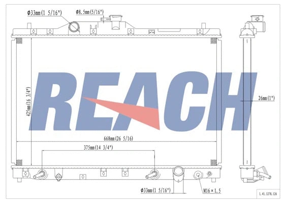 1.41.1278.126 REACH Радиатор, охлаждение двигателя (фото 1)