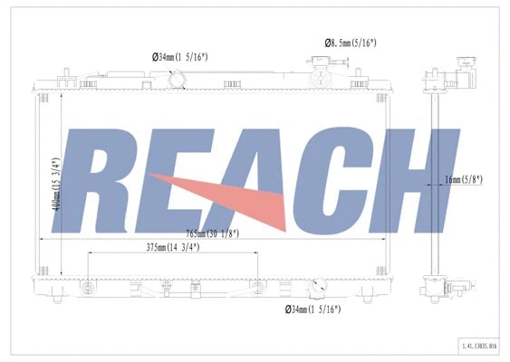 1.41.13035.016 REACH Радиатор, охлаждение двигателя (фото 1)
