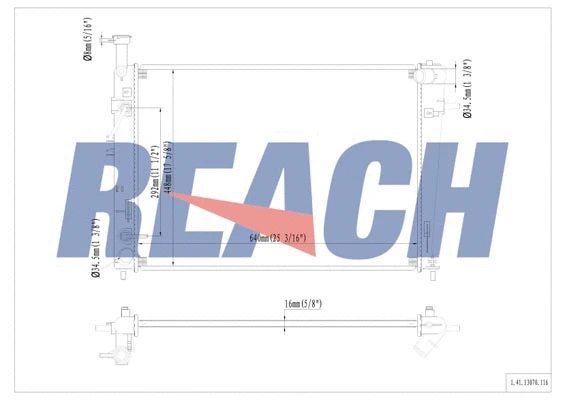1.41.13070.116 REACH Радиатор, охлаждение двигателя (фото 1)