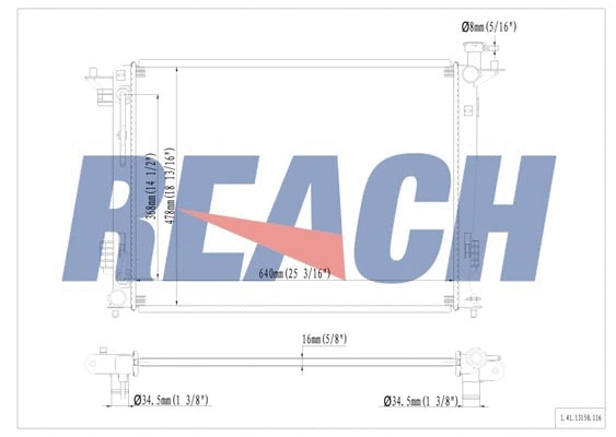 1.41.13150.116 REACH Радиатор, охлаждение двигателя (фото 1)