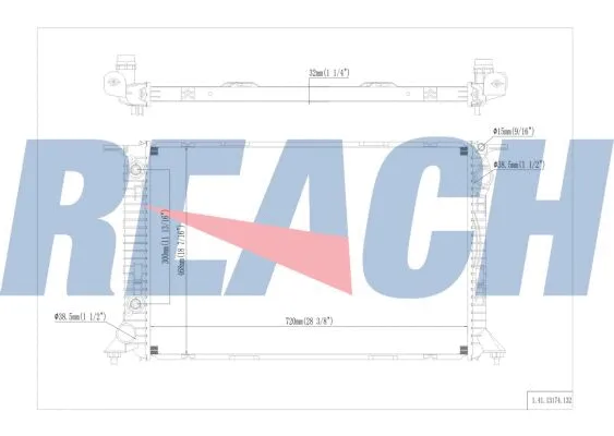 1.41.13174.132 REACH Радиатор, охлаждение двигателя (фото 1)