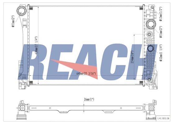 1.41.13213.126 REACH Радиатор, охлаждение двигателя (фото 1)
