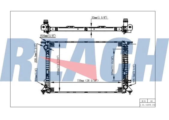 1.41.13278.132 REACH Радиатор, охлаждение двигателя (фото 1)