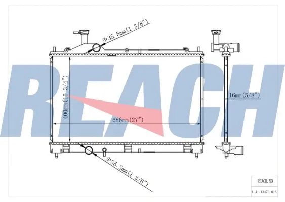 1.41.13470.016 REACH Радиатор, охлаждение двигателя (фото 1)