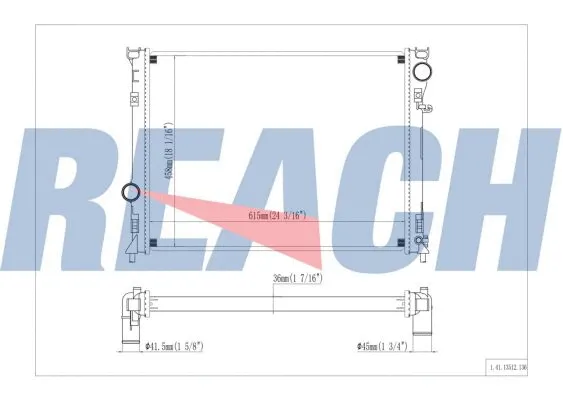 1.41.13512.136 REACH Радиатор, охлаждение двигателя (фото 1)