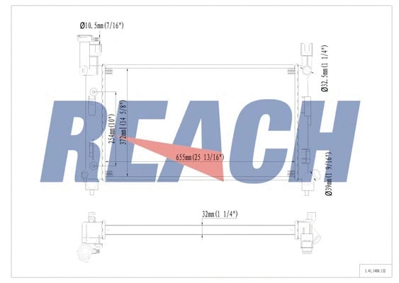 1.41.1400.132 REACH Радиатор, охлаждение двигателя (фото 1)