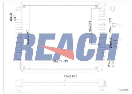 1.41.1738.132 REACH Радиатор, охлаждение двигателя (фото 1)