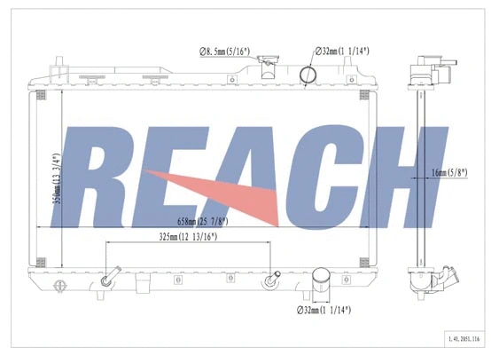 1.41.2051.116 REACH Радиатор, охлаждение двигателя (фото 1)