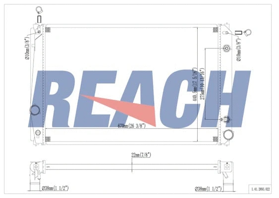1.41.2893.022 REACH Радиатор, охлаждение двигателя (фото 1)
