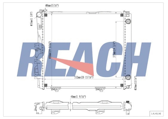 1.41.453.142 REACH Радиатор, охлаждение двигателя (фото 1)