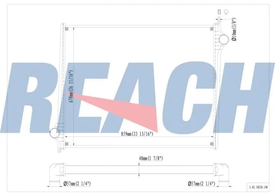 1.42.10250.148 REACH Радиатор, охлаждение двигателя (фото 1)