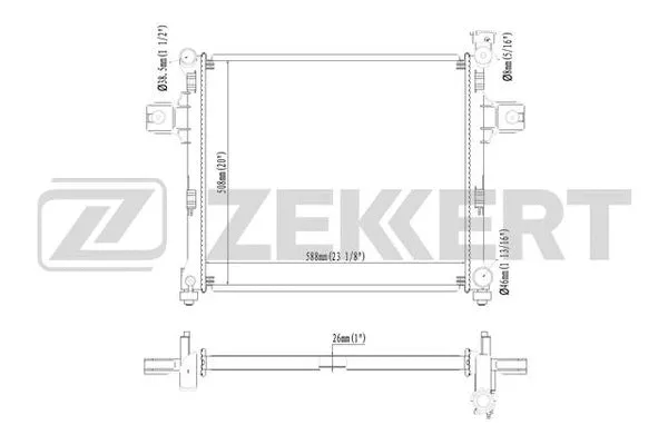 MK-1535 ZEKKERT Радиатор, охлаждение двигателя (фото 1)