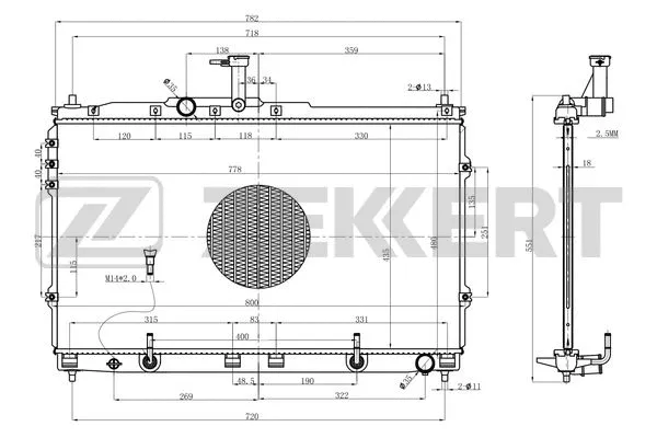 MK-1580 ZEKKERT Радиатор, охлаждение двигателя (фото 1)
