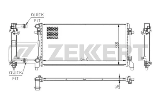 MK-1606 ZEKKERT Радиатор, охлаждение двигателя (фото 1)