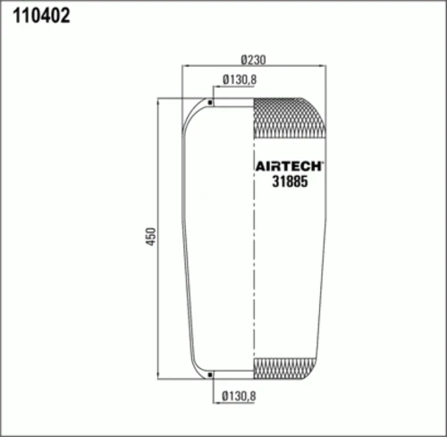 31885 AIRTECH Пневмоподушка кон 444-230-130.8/130.8 man (фото 2)