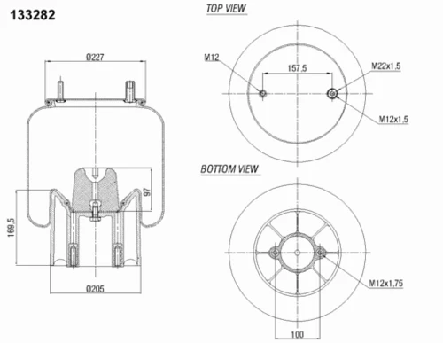 39002-A3KPP AIRTECH Пневмопод. со стак. 4157np05 1шп.m12.1шп-шт.m22/m12 порш.пласт. 2отв.m12 weweler, ror (фото 1)